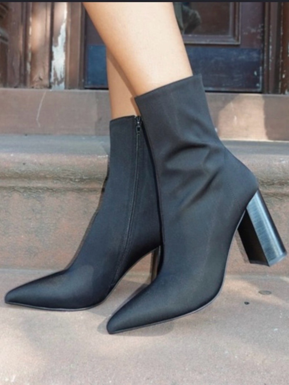 Jeffrey Campbell Black Pointed Stretch Ankle Boots